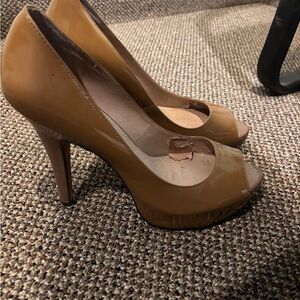Elegant Tan Peep-Toe Heels